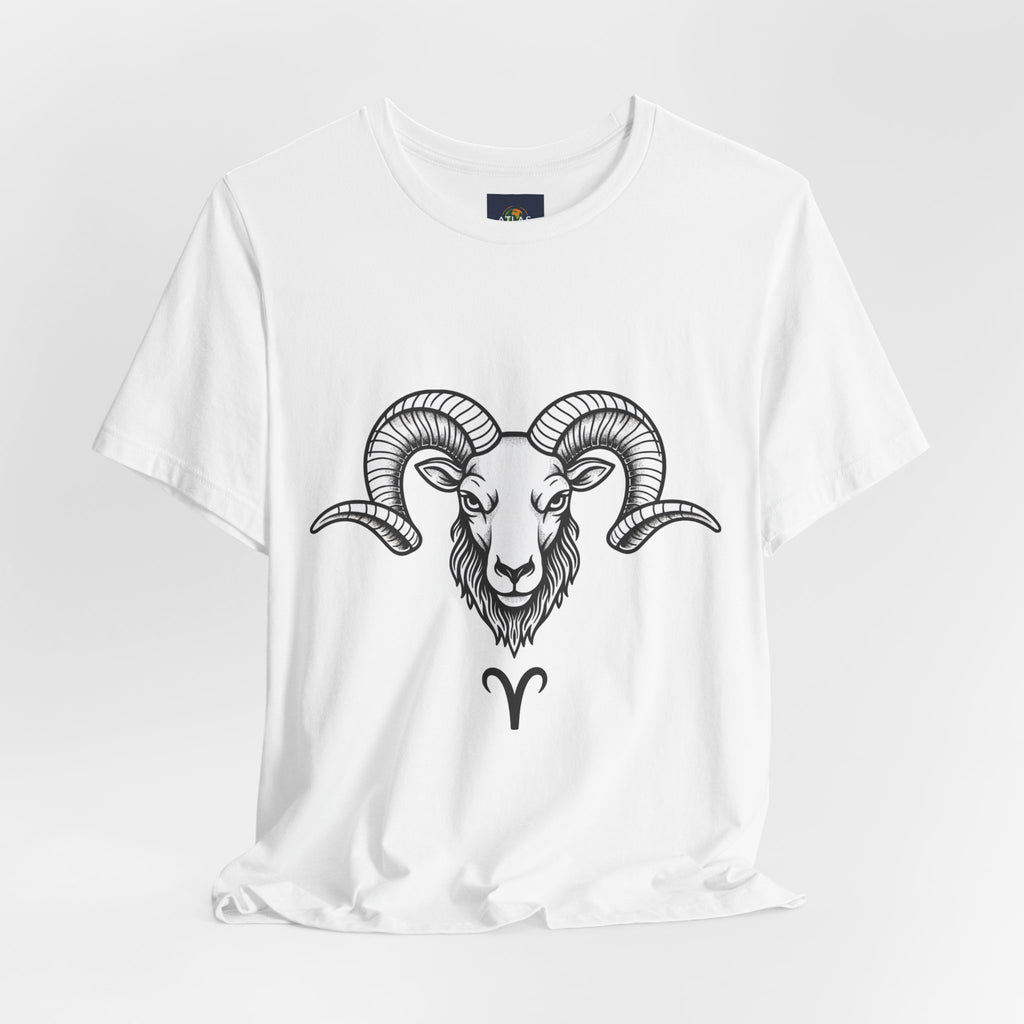Aries Horoscope Tee - Unisex Black and White Minimal Design