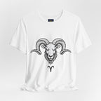 Aries Horoscope Tee - Unisex Black and White Minimal Design