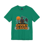 Spooky Season Halloween T-Shirt - Haunted House Ghost Bat Graphic Tee | Halloween Landscape Shirt - Atlas Briefly