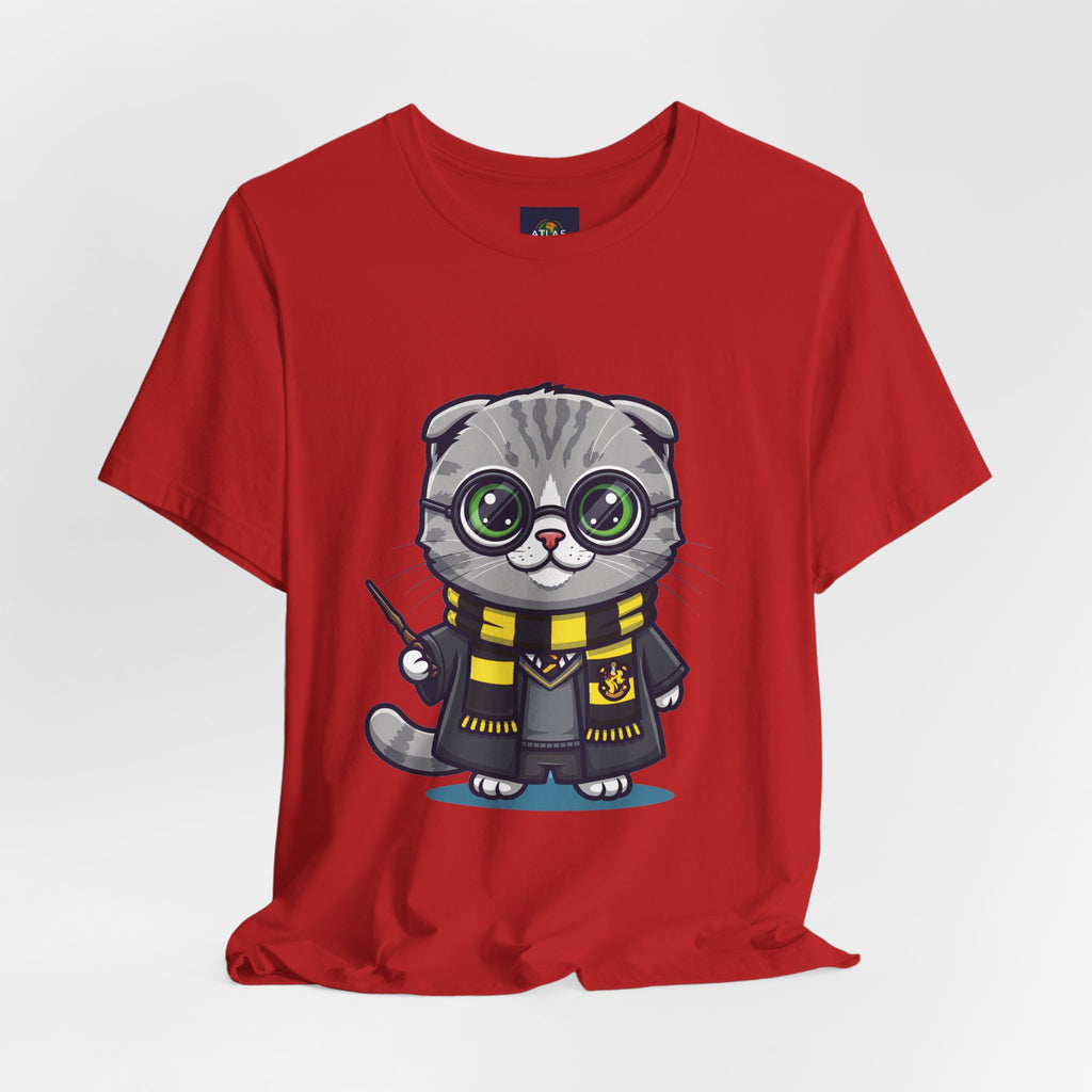 Hufflepurr Harry Potter T-Shirt - Funny Wizarding World Tee | Cute Potter Cat Gift - Atlas Briefly