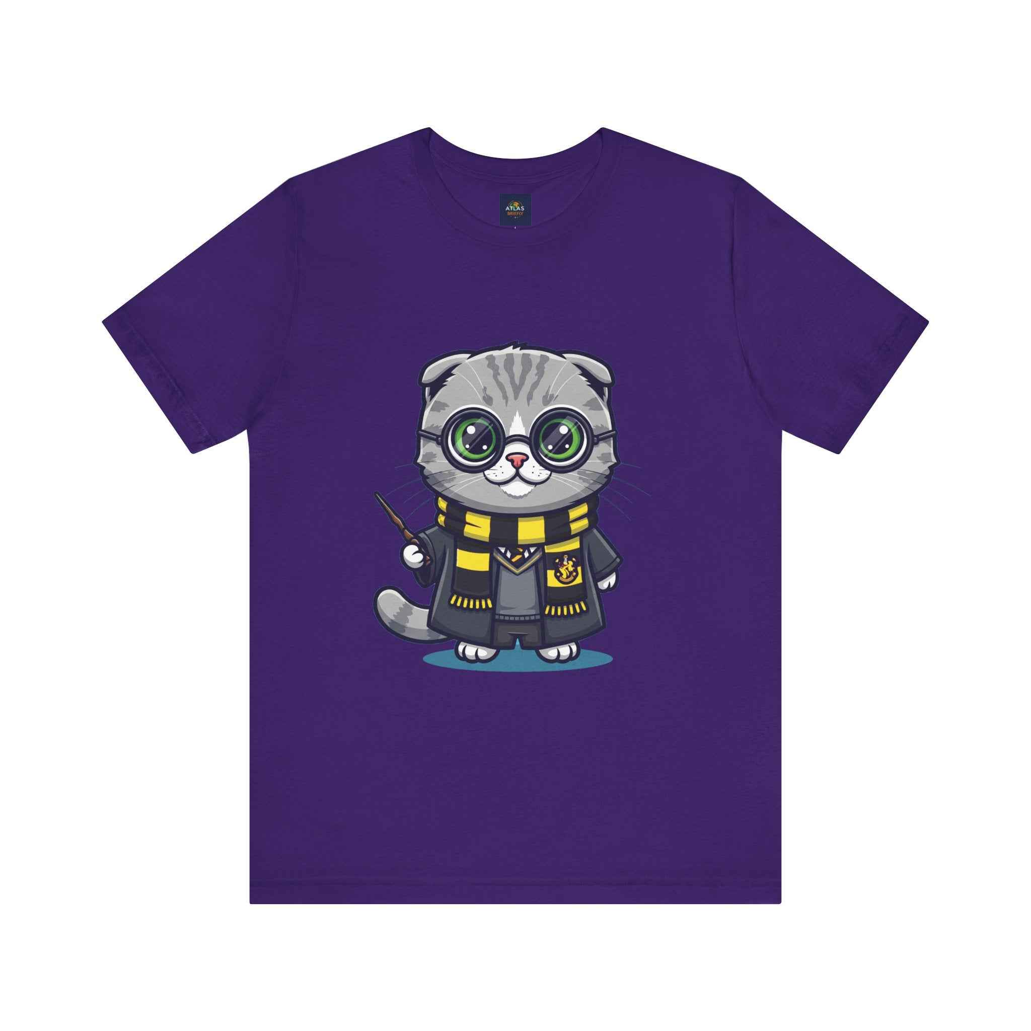 Hufflepurr T-Shirt - Funny Wizarding World Tee | Cute Potter Cat Gift - Atlas Briefly