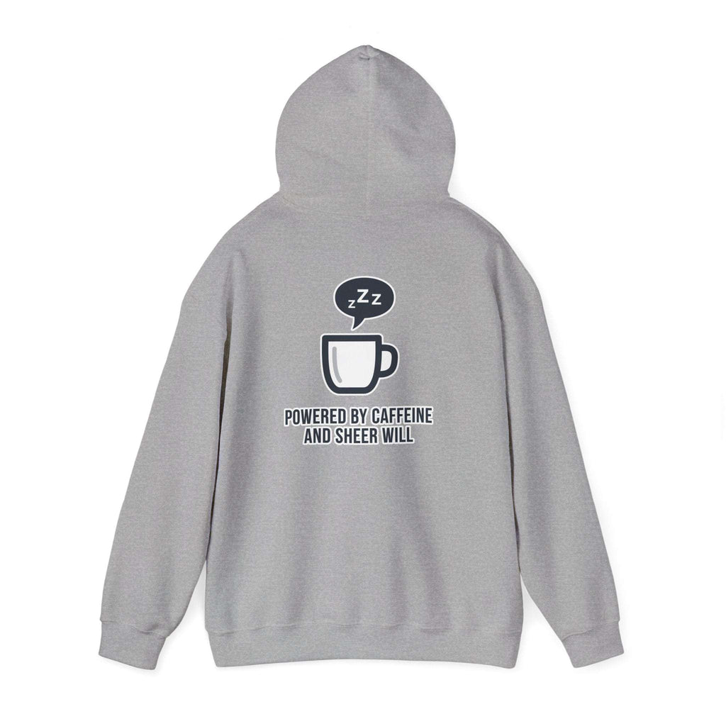 Powered by Caffeine and Sheer Will Hoodie - Funny Coffee Lover Sweatshirt | Minimalist Humor Gift - Atlas Briefly
