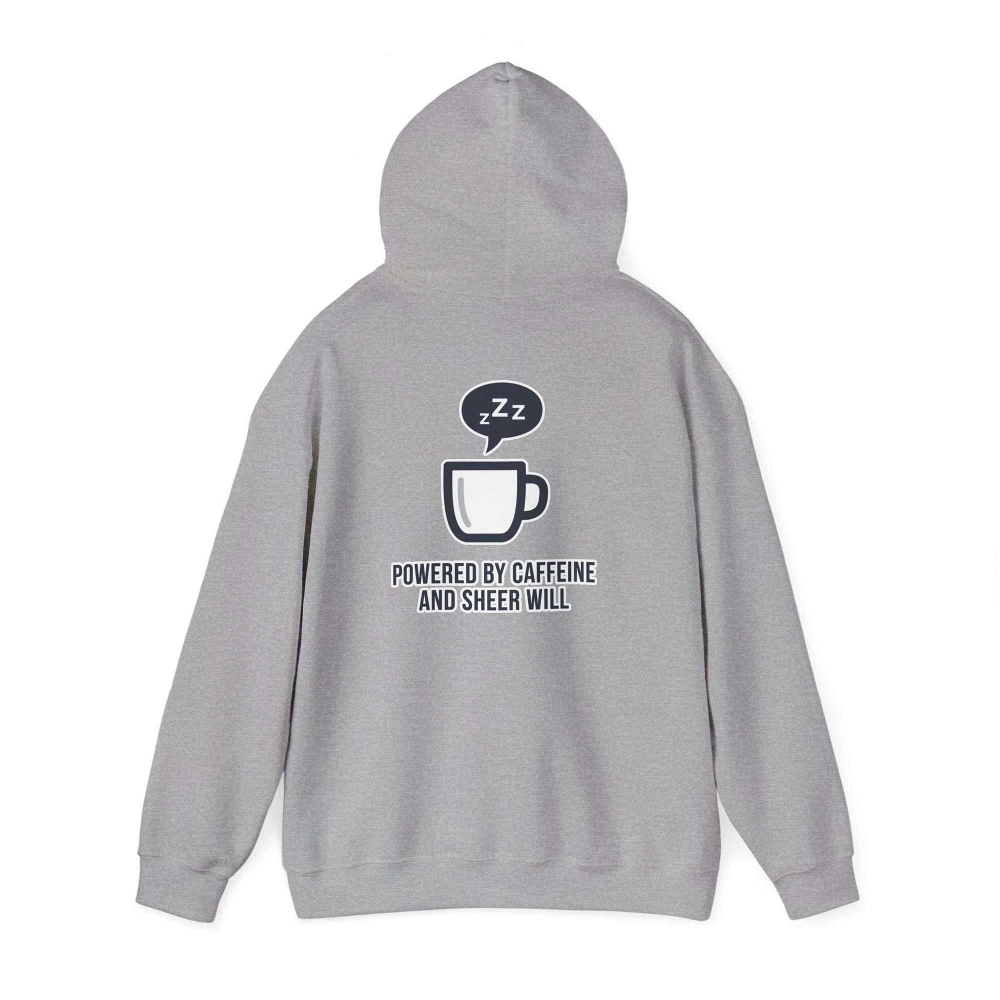 Powered by Caffeine and Sheer Will Hoodie - Funny Coffee Lover Sweatshirt | Minimalist Humor Gift - Atlas Briefly