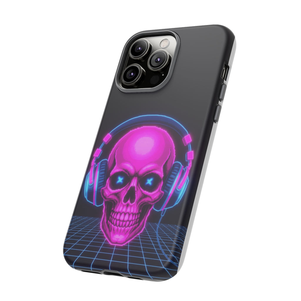Neon Skull Synthwave Phone Case - Retro 80s Cyberpunk Mobile Cover | Vaporwave Tech Gift - Atlas Briefly