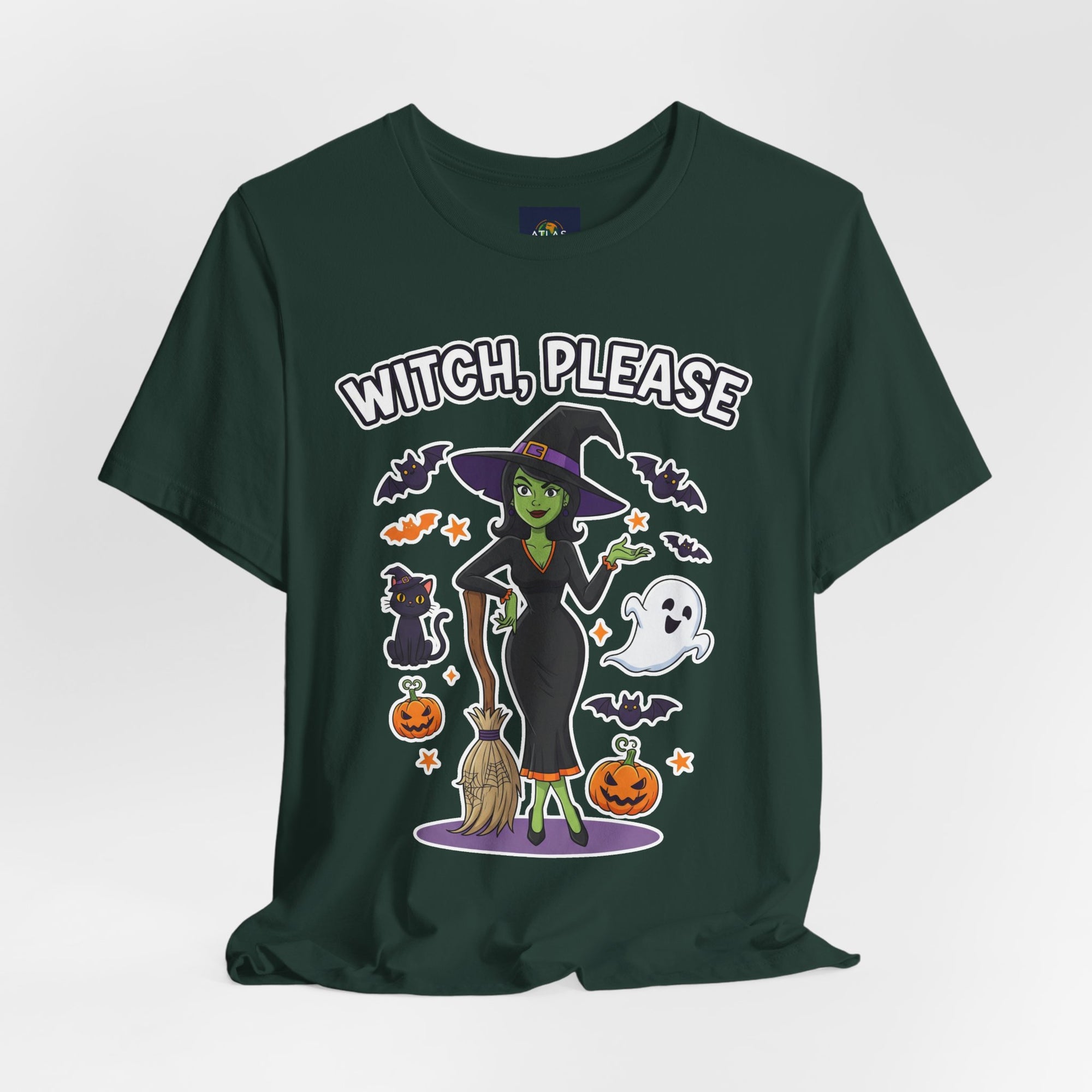 Witch Please Halloween T-Shirt - Sassy Witch Tee with Pumpkin Design | Funny Halloween Shirt - Atlas Briefly