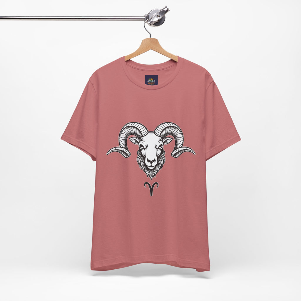 Aries Horoscope Tee - Unisex Black and White Minimal Design