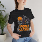 Spooky Season Halloween T-Shirt - Haunted House Ghost Bat Graphic Tee | Halloween Landscape Shirt - Atlas Briefly