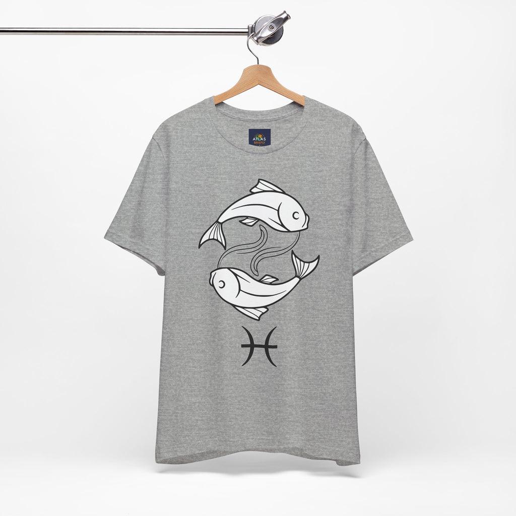 Pisces Zodiac T-shirt - Minimalist Black and White Unisex Tee