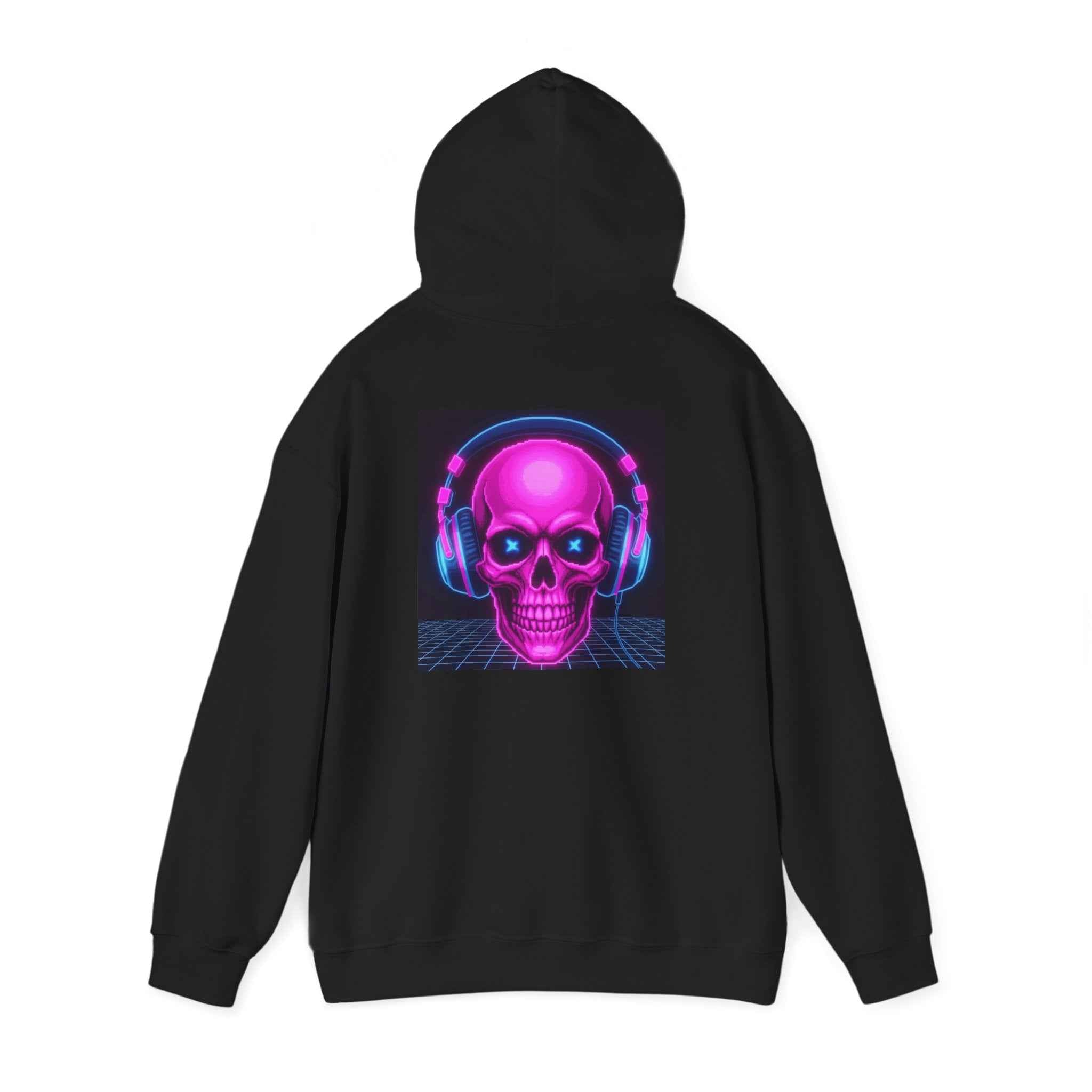 Neon Skull Hoodie - Retro Gaming Synthwave Sweatshirt - Atlas Briefly