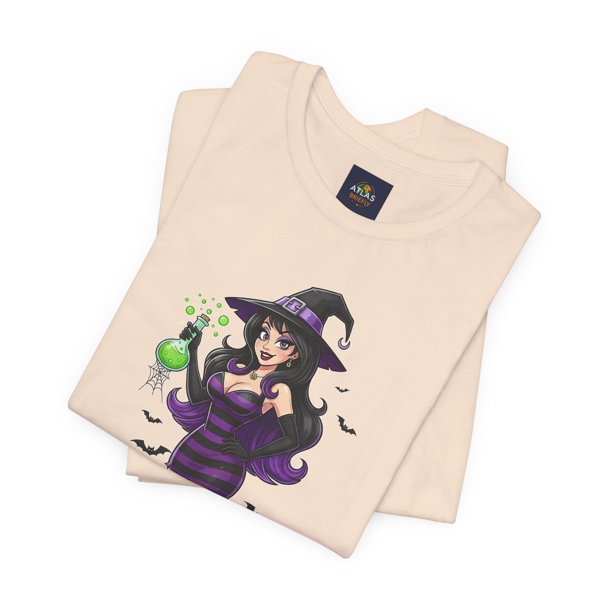 Sexy Witch Halloween T-Shirt - Flirty Witch Costume Tee | Trick or Treat Halloween Shirt - Atlas Briefly