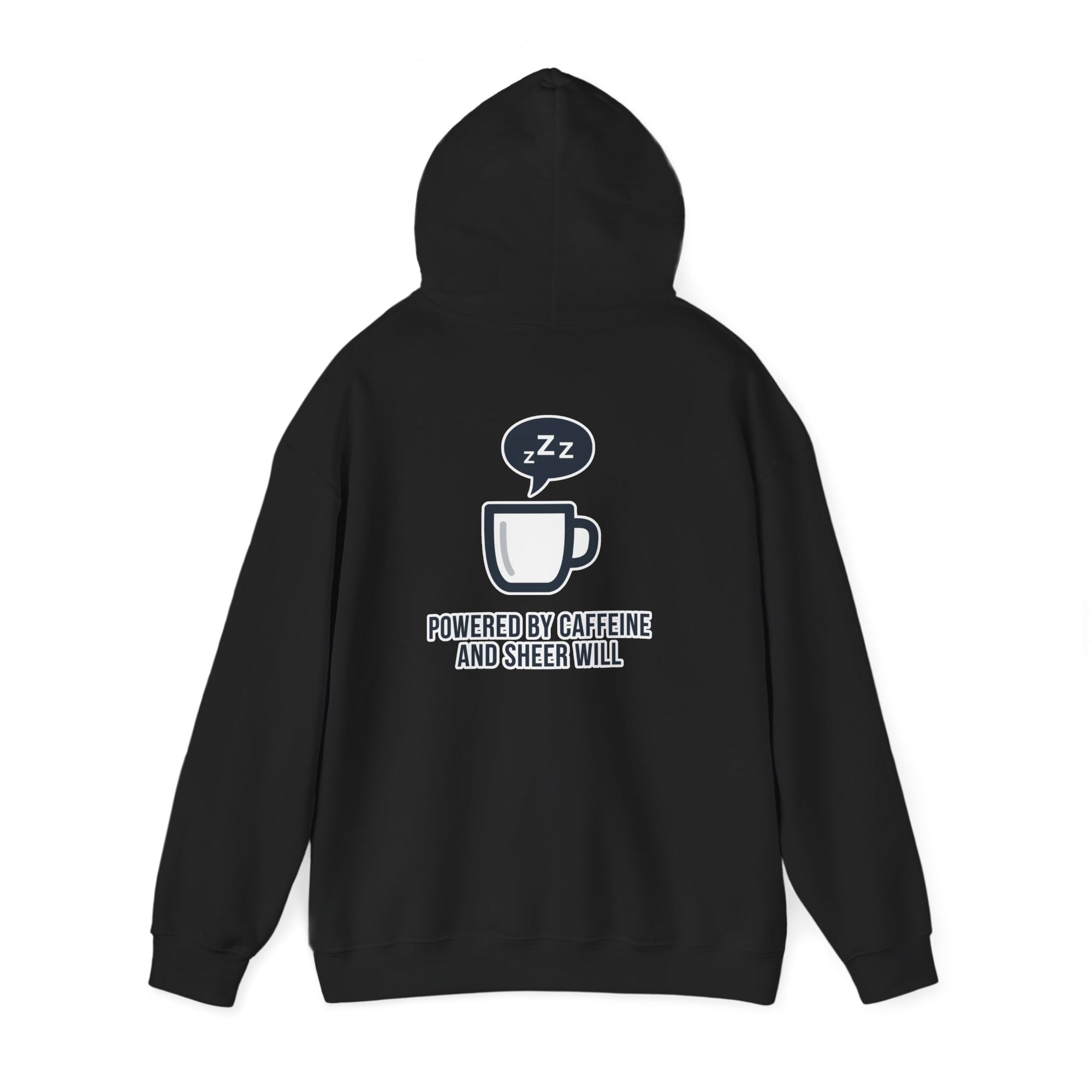 Powered by Caffeine and Sheer Will Hoodie - Funny Coffee Lover Sweatshirt | Minimalist Humor Gift - Atlas Briefly