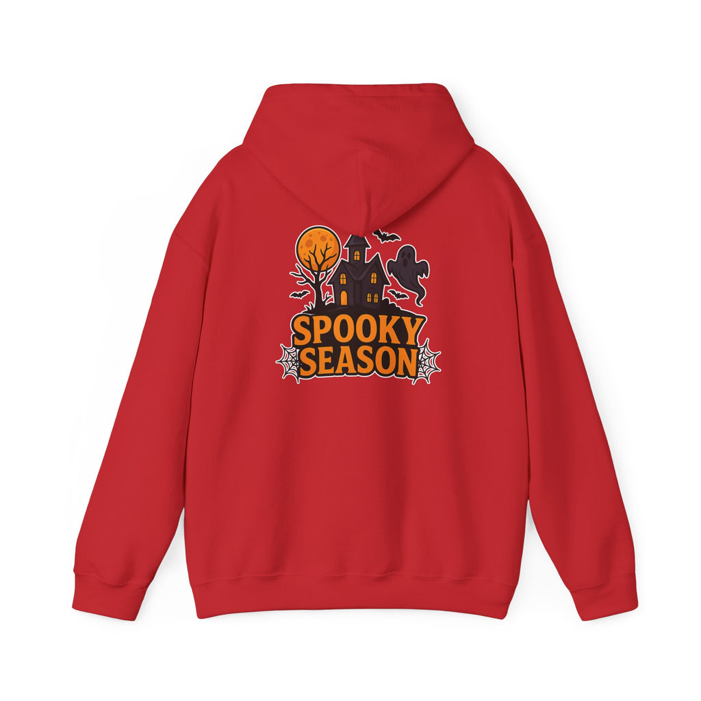 Spooky Season Halloween Hoodie - Haunted House Ghost Bat Design | Cozy Halloween Sweatshirt - Atlas Briefly
