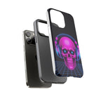 Neon Skull Synthwave Phone Case - Retro 80s Cyberpunk Mobile Cover | Vaporwave Tech Gift - Atlas Briefly