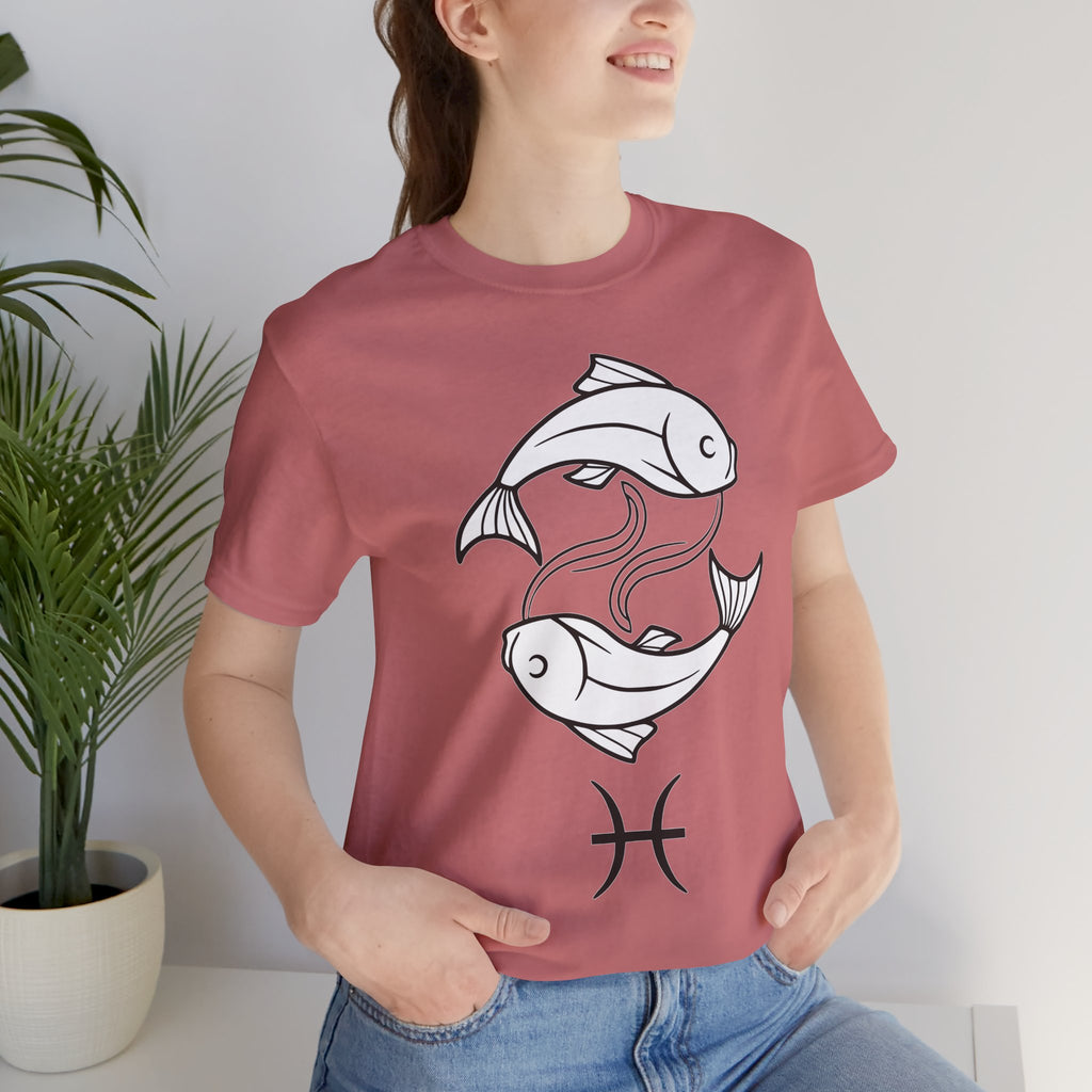 Pisces Zodiac T-shirt - Minimalist Black and White Unisex Tee
