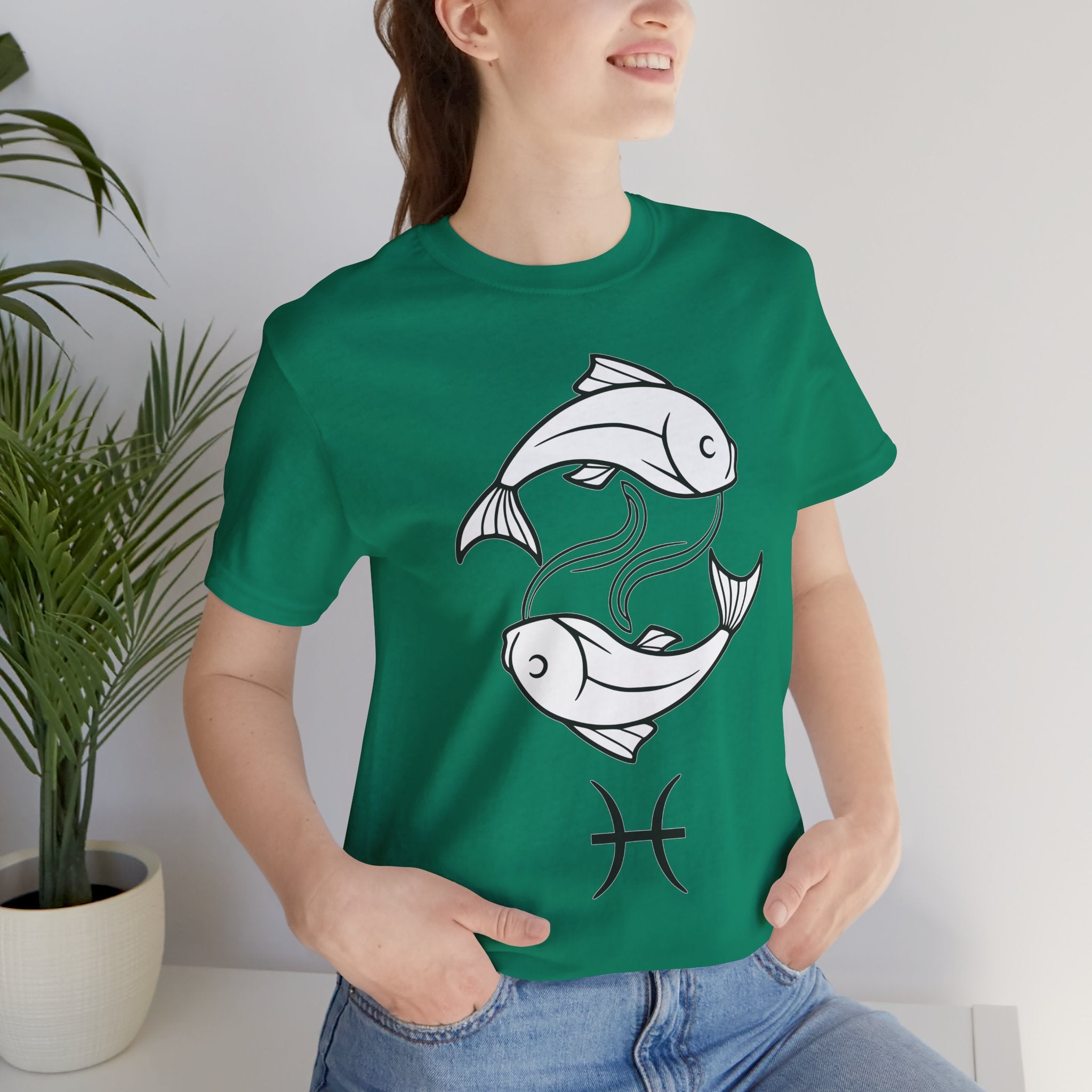 Pisces Zodiac T-shirt - Minimalist Black and White Unisex Tee