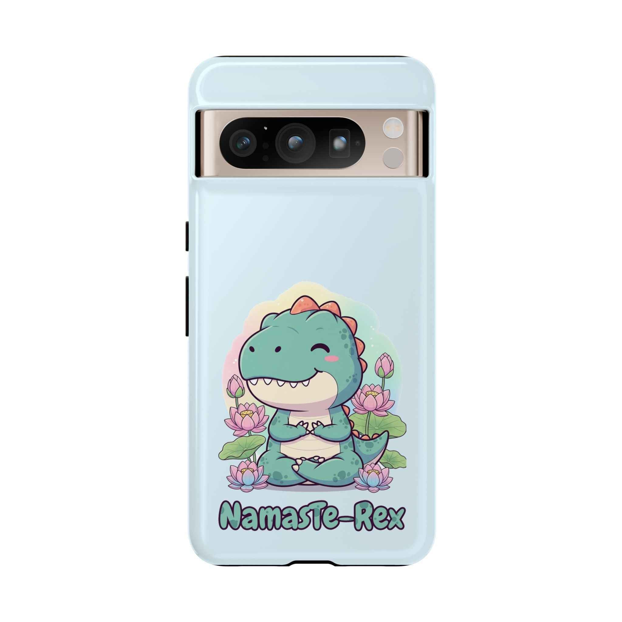 NamasTe-Rex Phone Case - Funny Yoga T-Rex Meditating Dinosaur Mobile Cover for Zen Lovers - Atlas Briefly