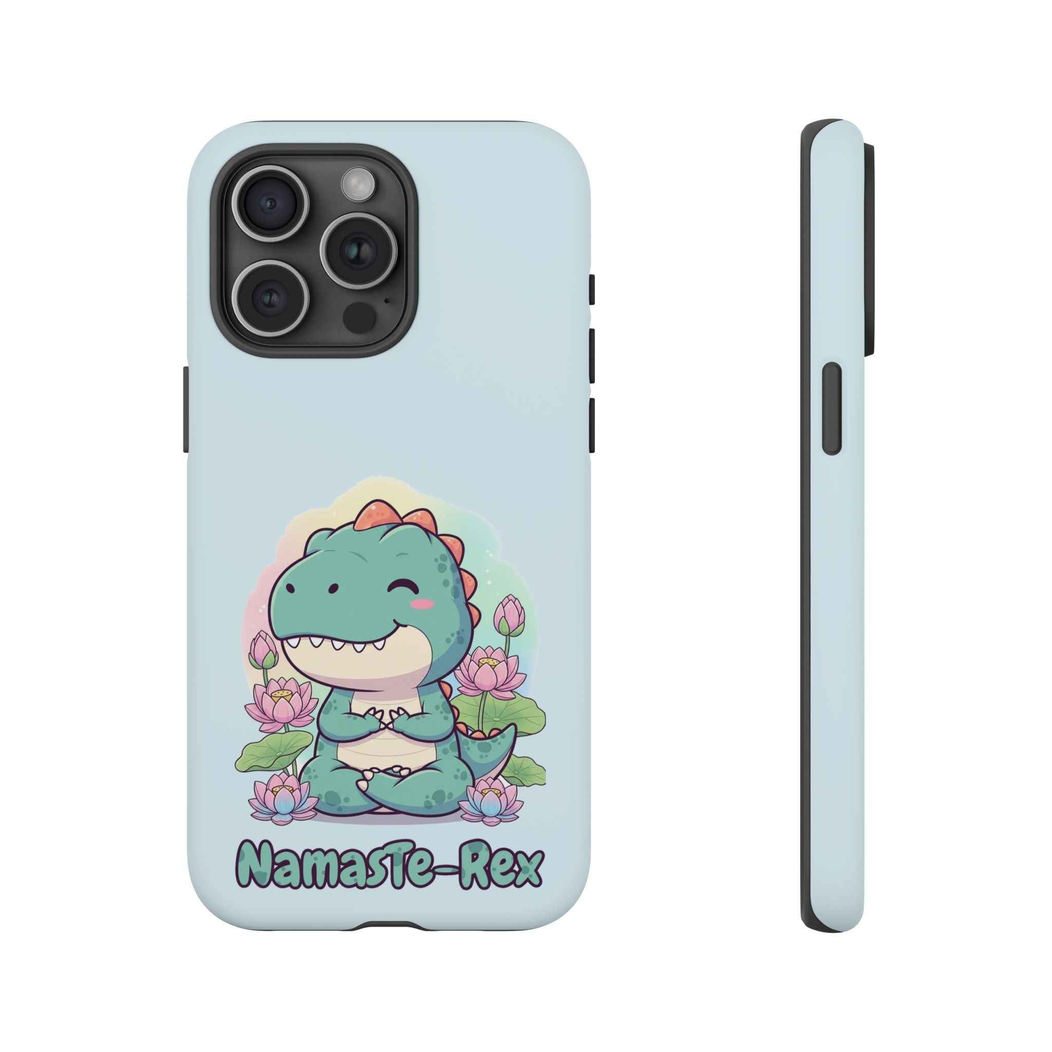 NamasTe-Rex Phone Case - Funny Yoga T-Rex Meditating Dinosaur Mobile Cover for Zen Lovers - Atlas Briefly