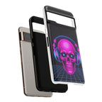 Neon Skull Synthwave Phone Case - Retro 80s Cyberpunk Mobile Cover | Vaporwave Tech Gift - Atlas Briefly