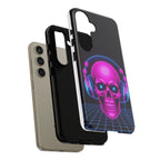 Neon Skull Synthwave Phone Case - Retro 80s Cyberpunk Mobile Cover | Vaporwave Tech Gift - Atlas Briefly