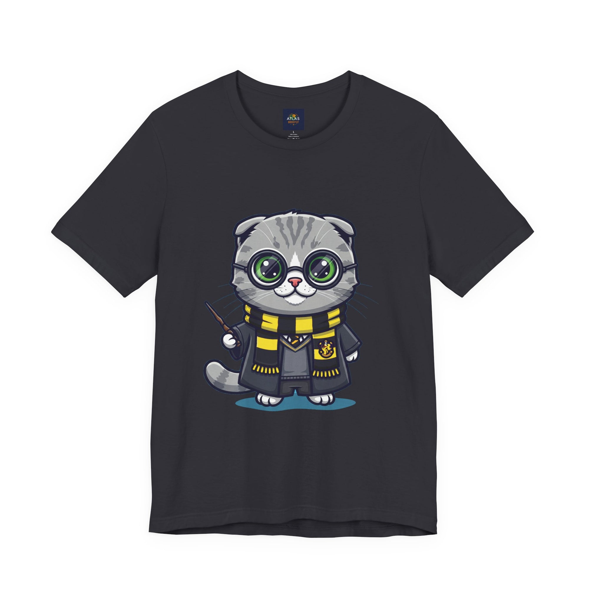 Hufflepurr Harry Potter T-Shirt - Funny Wizarding World Tee | Cute Potter Cat Gift - Atlas Briefly