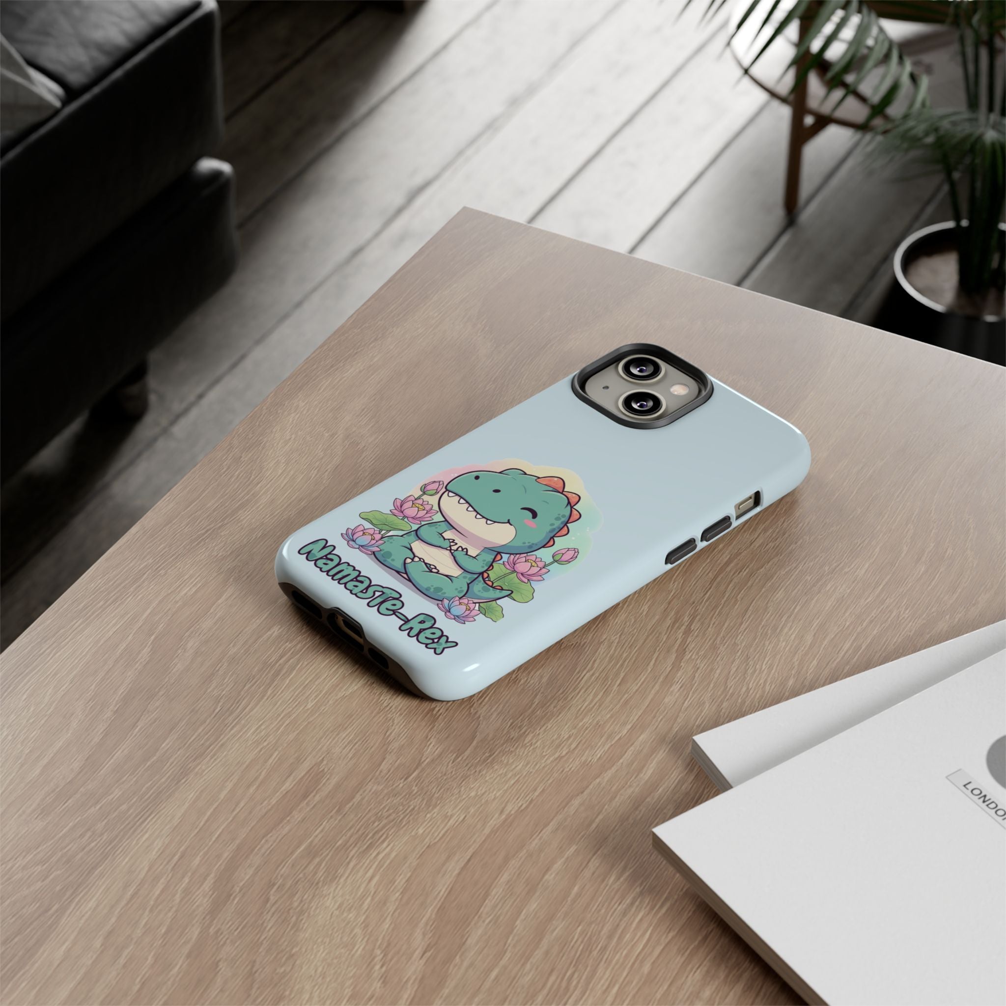 NamasTe-Rex Meditating Dinosaur Phone Case - Funny Yoga T-Rex Mobile Cover | Zen Tech Gift - Atlas Briefly