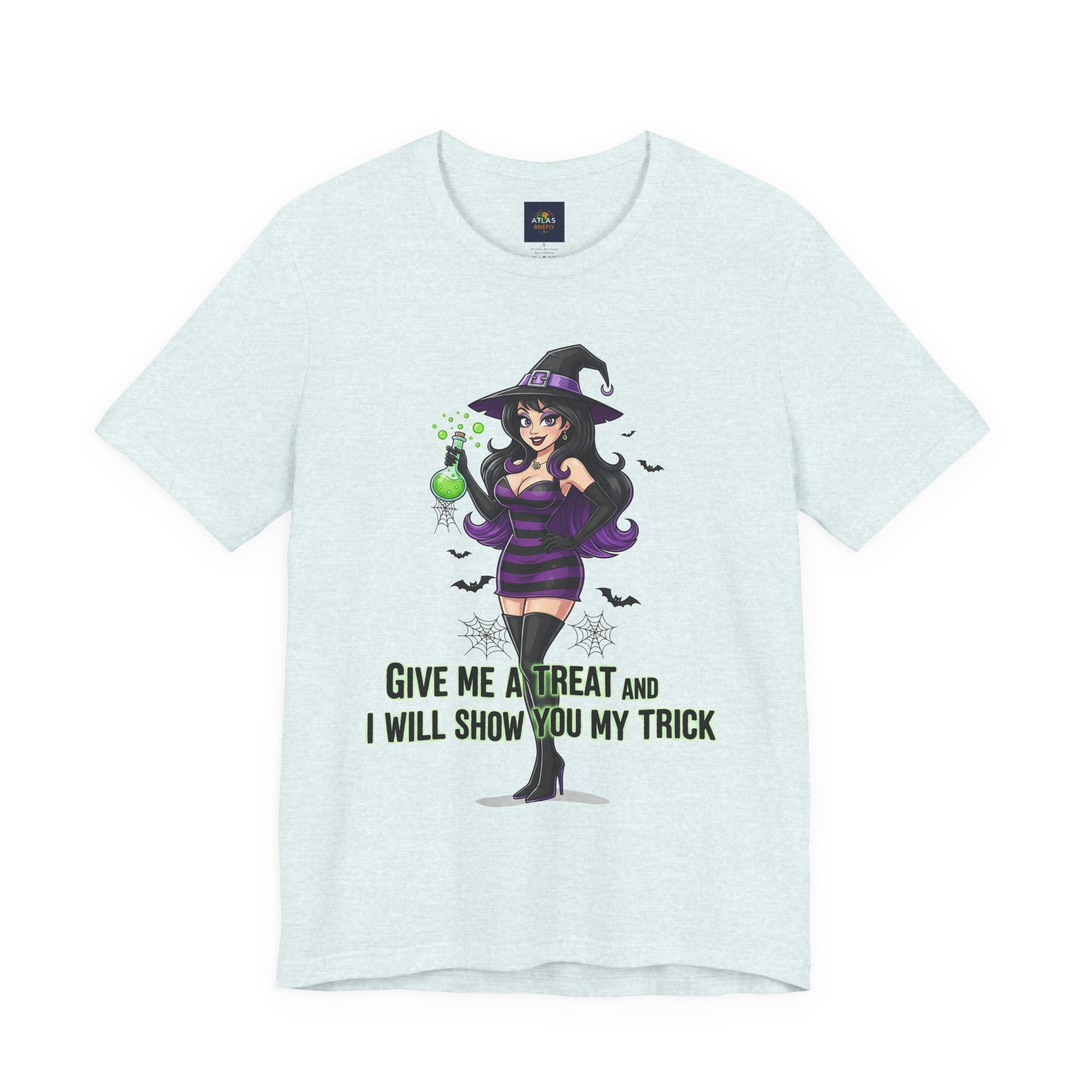 Sexy Witch Halloween T-Shirt - Flirty Witch Costume Tee | Trick or Treat Halloween Shirt - Atlas Briefly