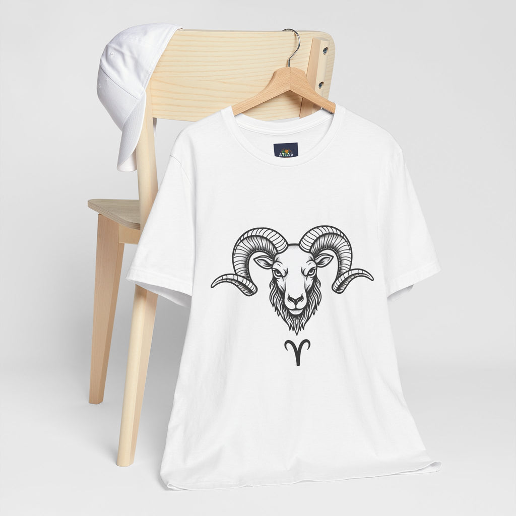 Aries Horoscope Tee - Unisex Black and White Minimal Design