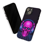 Neon Skull Synthwave Phone Case - Retro 80s Cyberpunk Mobile Cover | Vaporwave Tech Gift - Atlas Briefly