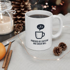Powered by Caffeine Mug - Funny Minimalist Coffee Cup Perfect for Sheer Will Gifts