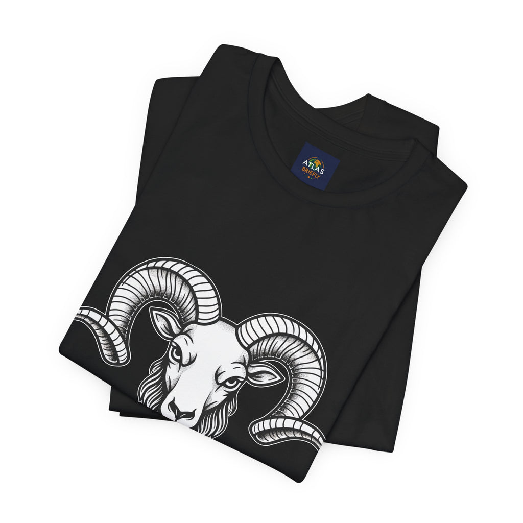 Aries Horoscope Tee - Unisex Black and White Minimal Design