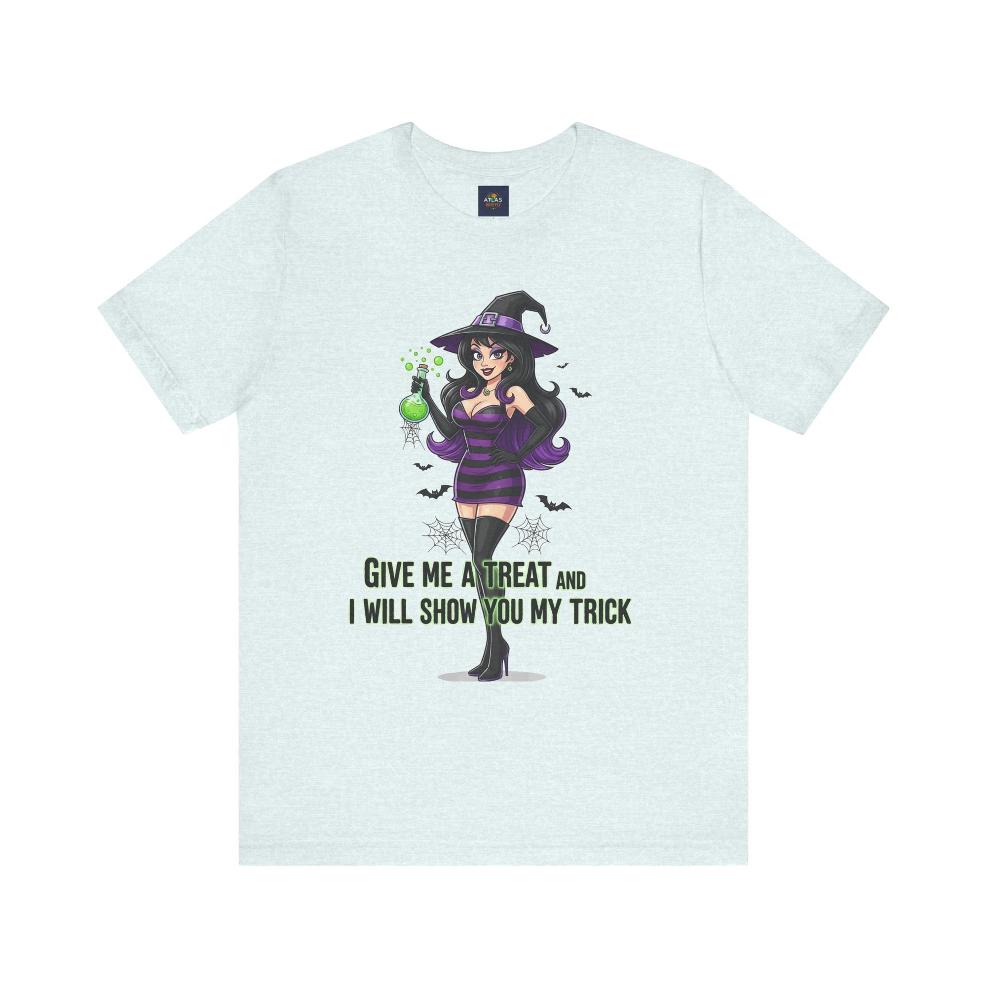 Sexy Witch Halloween T-Shirt - Flirty Witch Costume Tee | Trick or Treat Halloween Shirt - Atlas Briefly