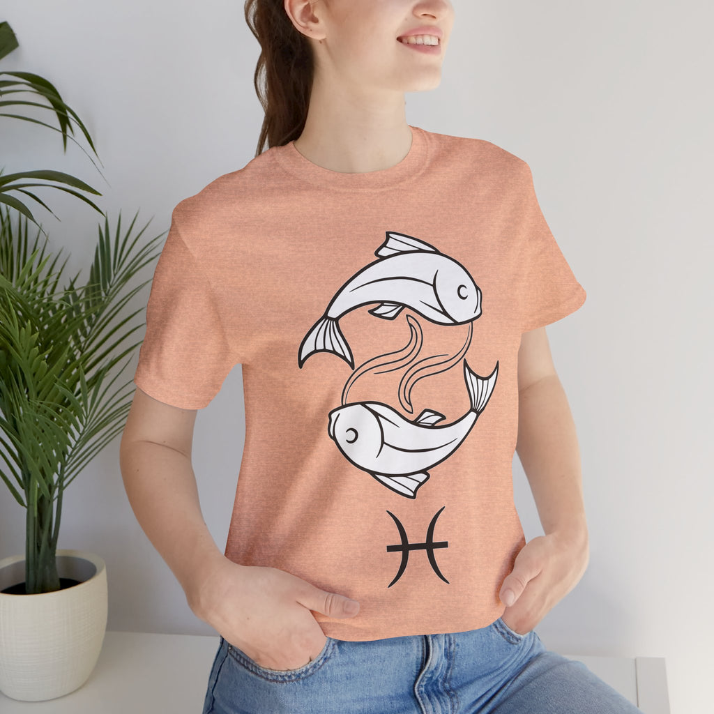 Pisces Zodiac T-shirt - Minimalist Black and White Unisex Tee