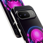 Neon Skull Synthwave Phone Case - Retro 80s Cyberpunk Mobile Cover | Vaporwave Tech Gift - Atlas Briefly