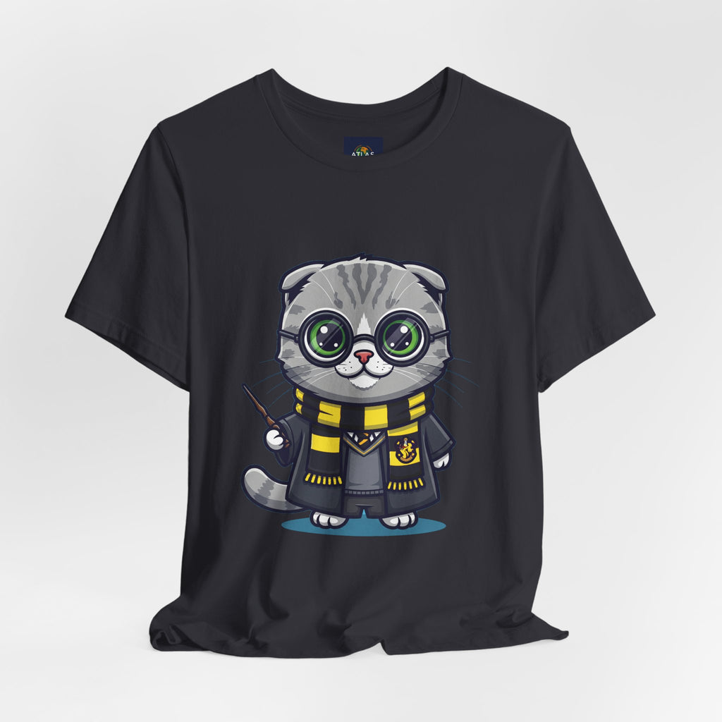 Hufflepurr Harry Potter T-Shirt - Funny Wizarding World Tee | Cute Potter Cat Gift - Atlas Briefly