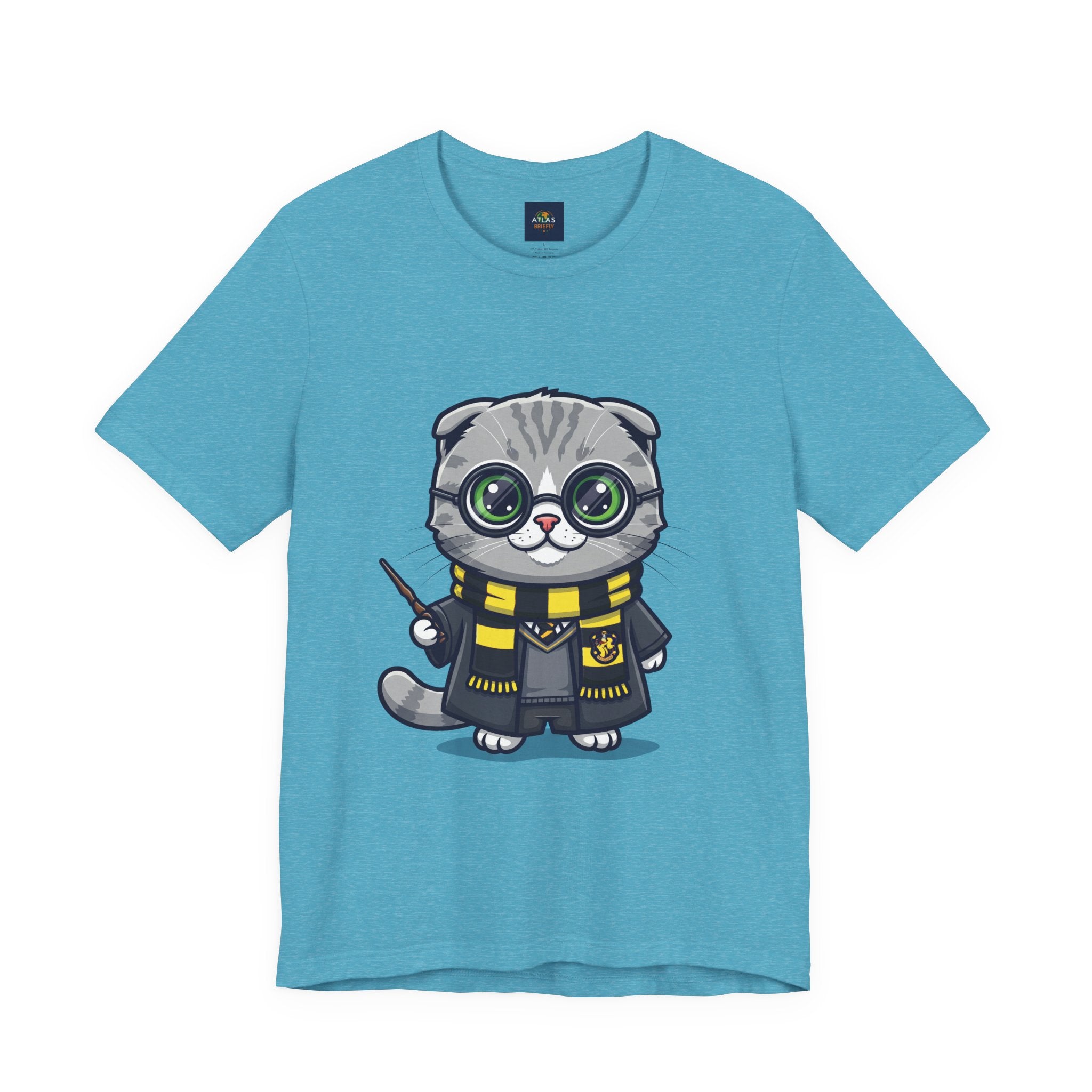 Hufflepurr Harry Potter T-Shirt - Funny Wizarding World Tee | Cute Potter Cat Gift - Atlas Briefly