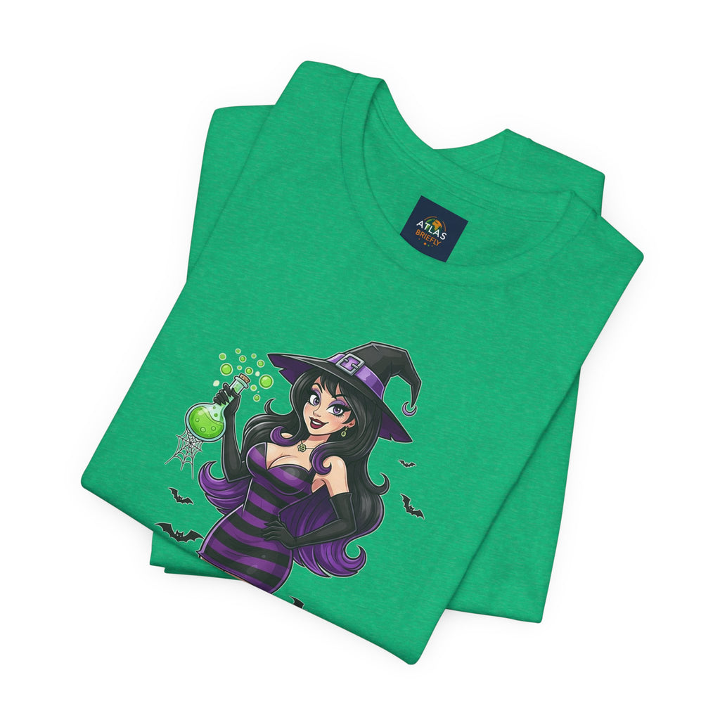 Sexy Witch Halloween T-Shirt - Flirty Witch Costume Tee | Trick or Treat Halloween Shirt - Atlas Briefly