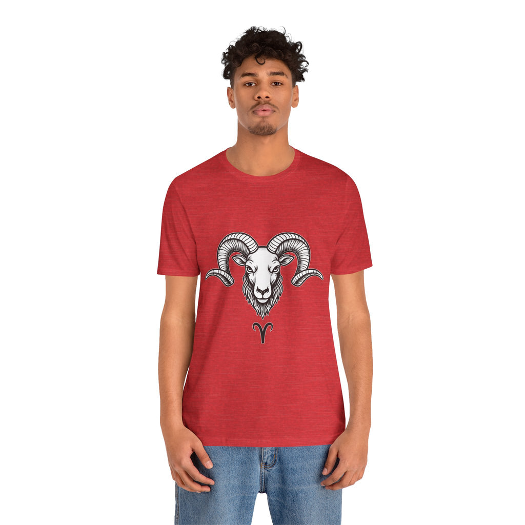 Aries Horoscope Tee - Unisex Black and White Minimal Design