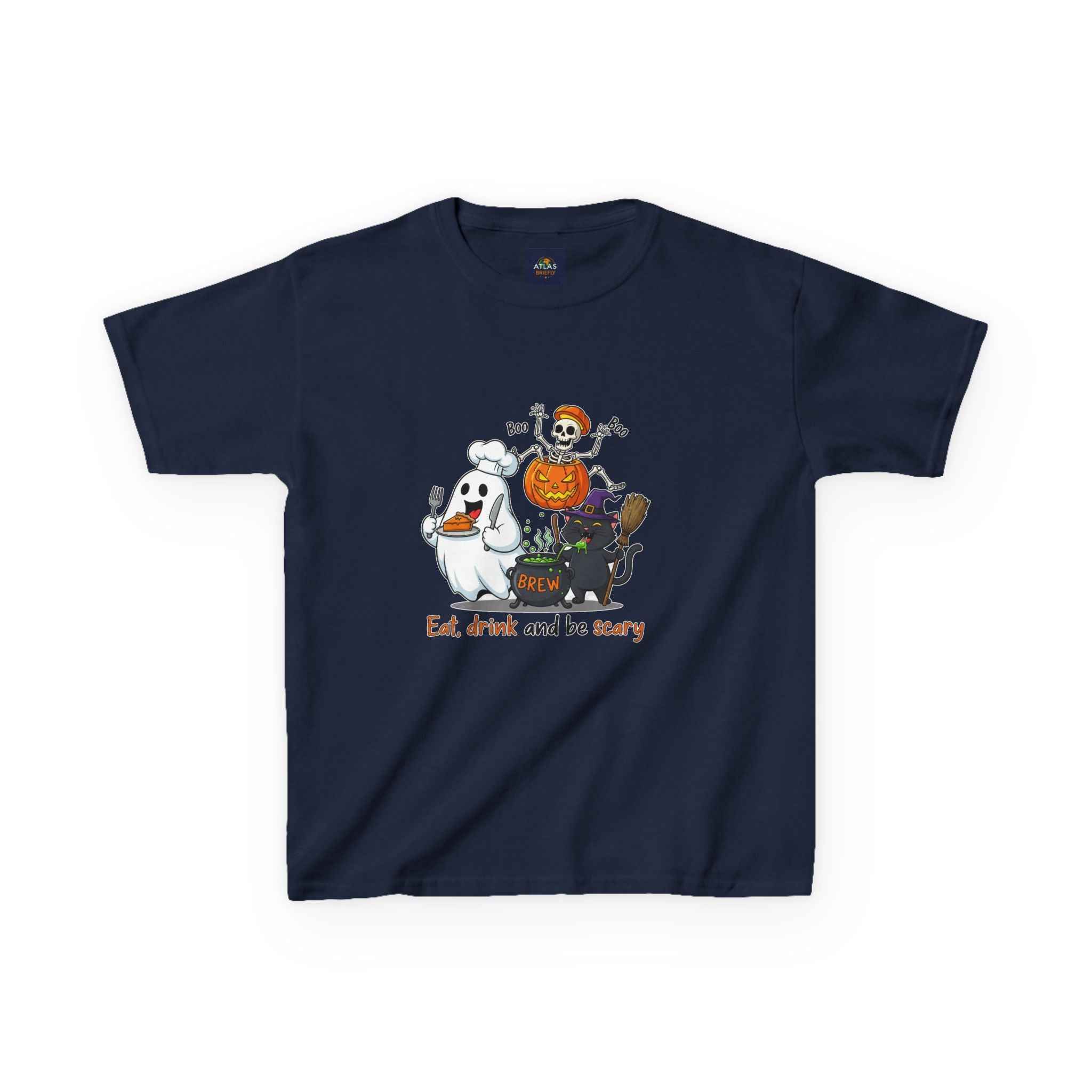 Eat Drink and Be Scary T-Shirt for kids - Atlas Briefly