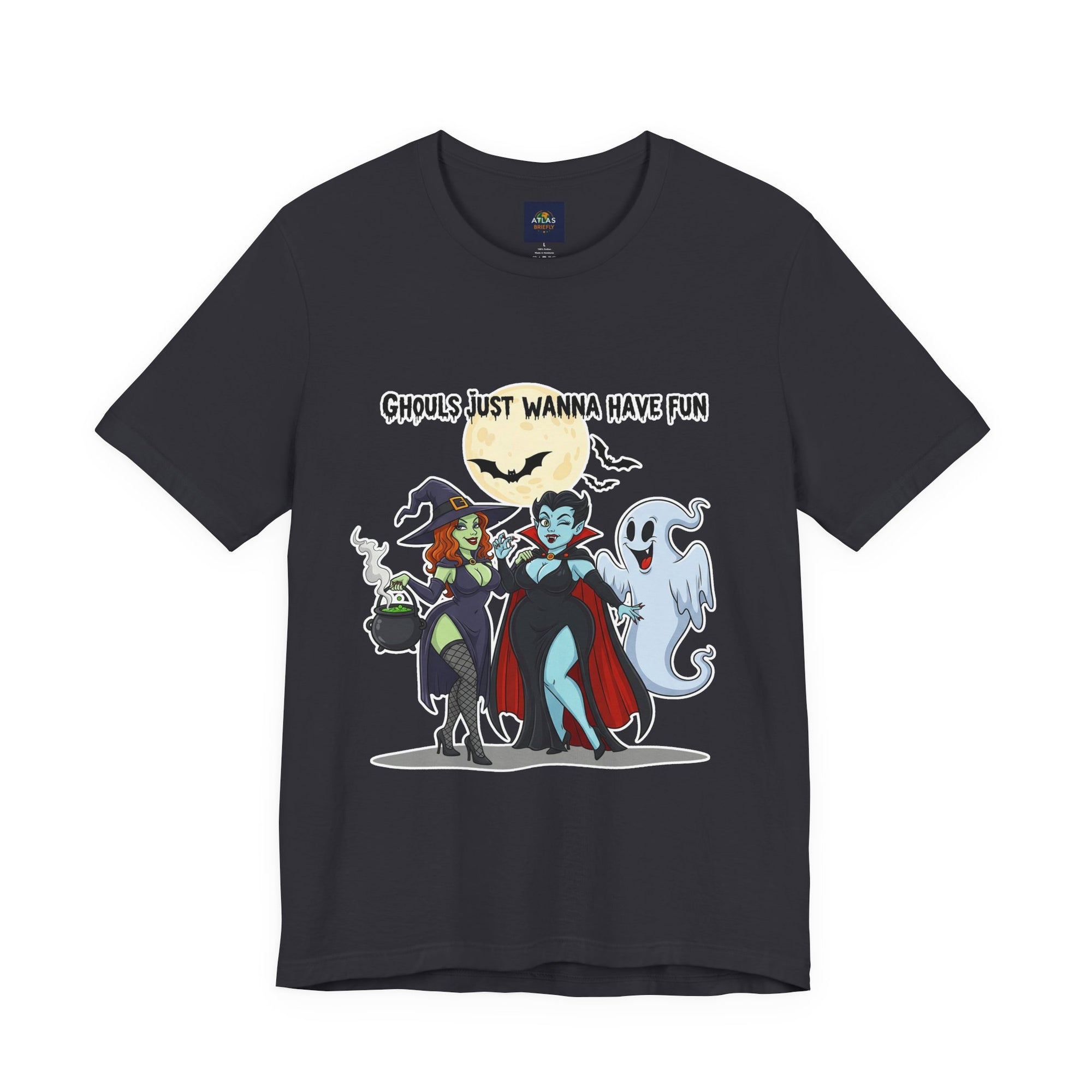 Ghouls Just Wanna Have Fun Halloween T-Shirt - Cute Witch Vampire Ghost Tee | Halloween Character Shirt - Atlas Briefly