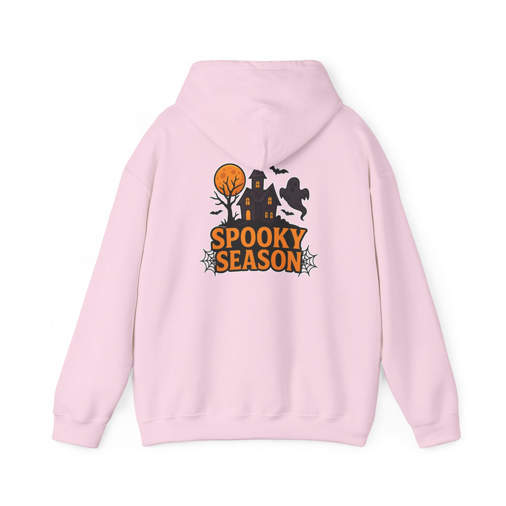 Spooky Season Halloween Hoodie - Haunted House Ghost Bat Design | Cozy Halloween Sweatshirt - Atlas Briefly