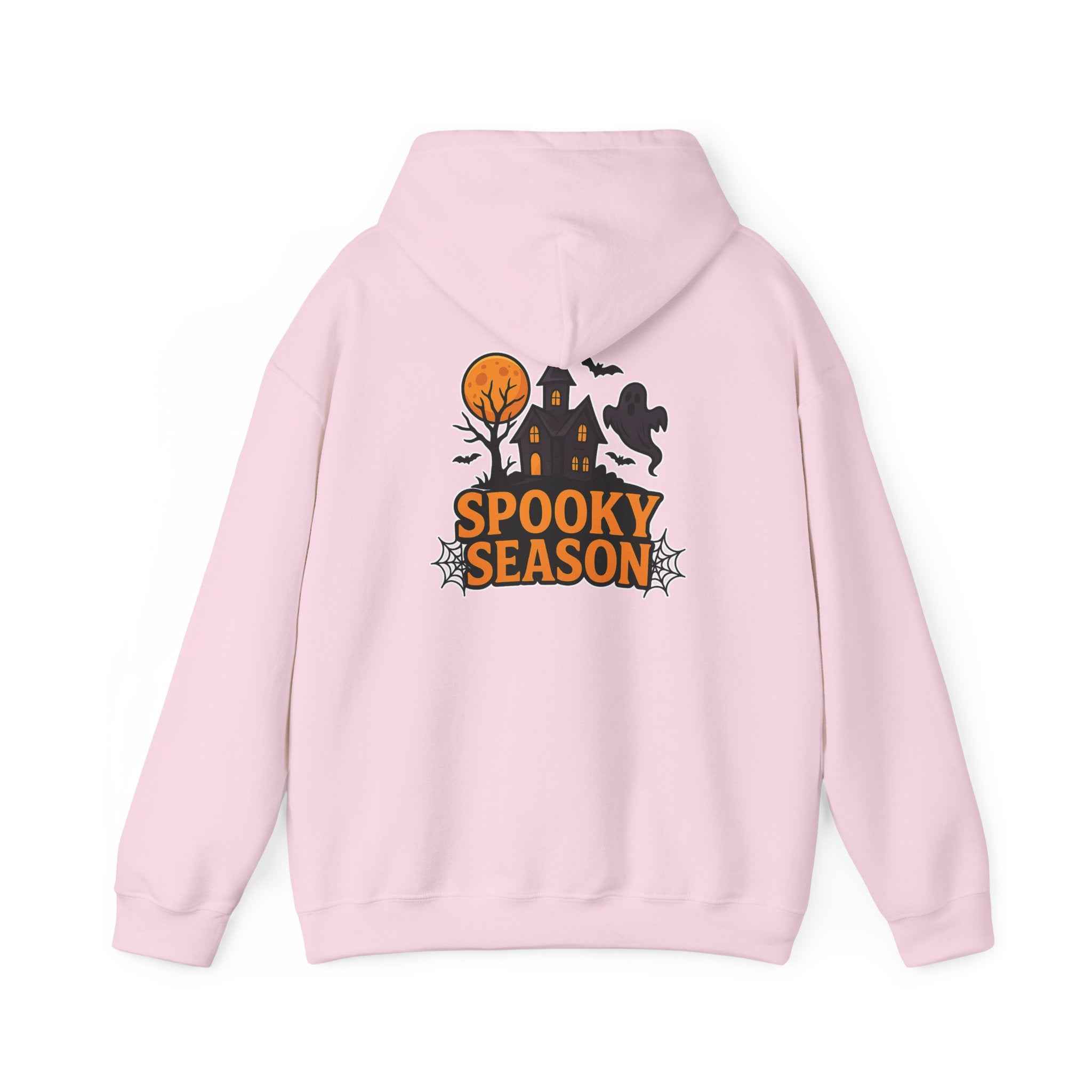 Spooky Season Halloween Hoodie - Haunted House Ghost Bat Design | Cozy Halloween Sweatshirt - Atlas Briefly