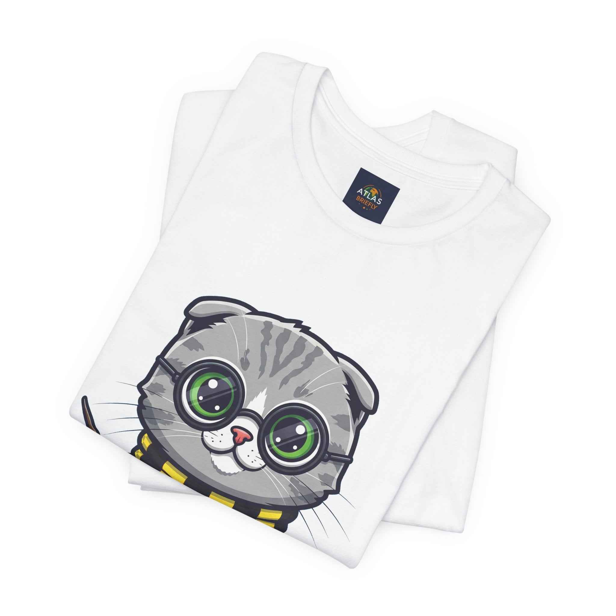 Hufflepurr T-Shirt - Funny Wizarding World Tee | Cute Potter Cat Gift - Atlas Briefly