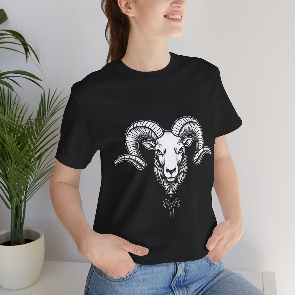 Aries Horoscope Tee - Unisex Black and White Minimal Design