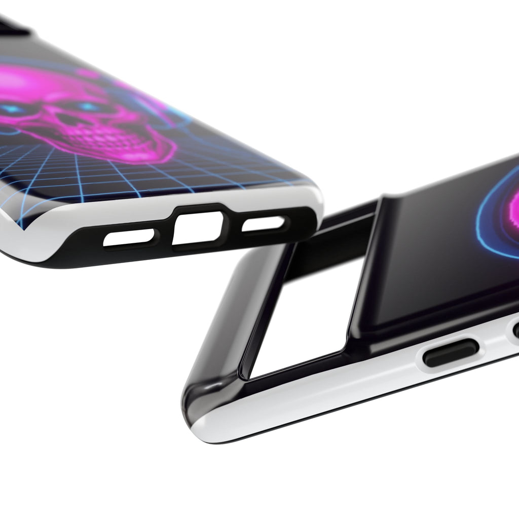 Neon Skull Synthwave Phone Case - Retro 80s Cyberpunk Mobile Cover | Vaporwave Tech Gift - Atlas Briefly
