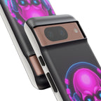 Neon Skull Synthwave Phone Case - Retro 80s Cyberpunk Mobile Cover | Vaporwave Tech Gift - Atlas Briefly