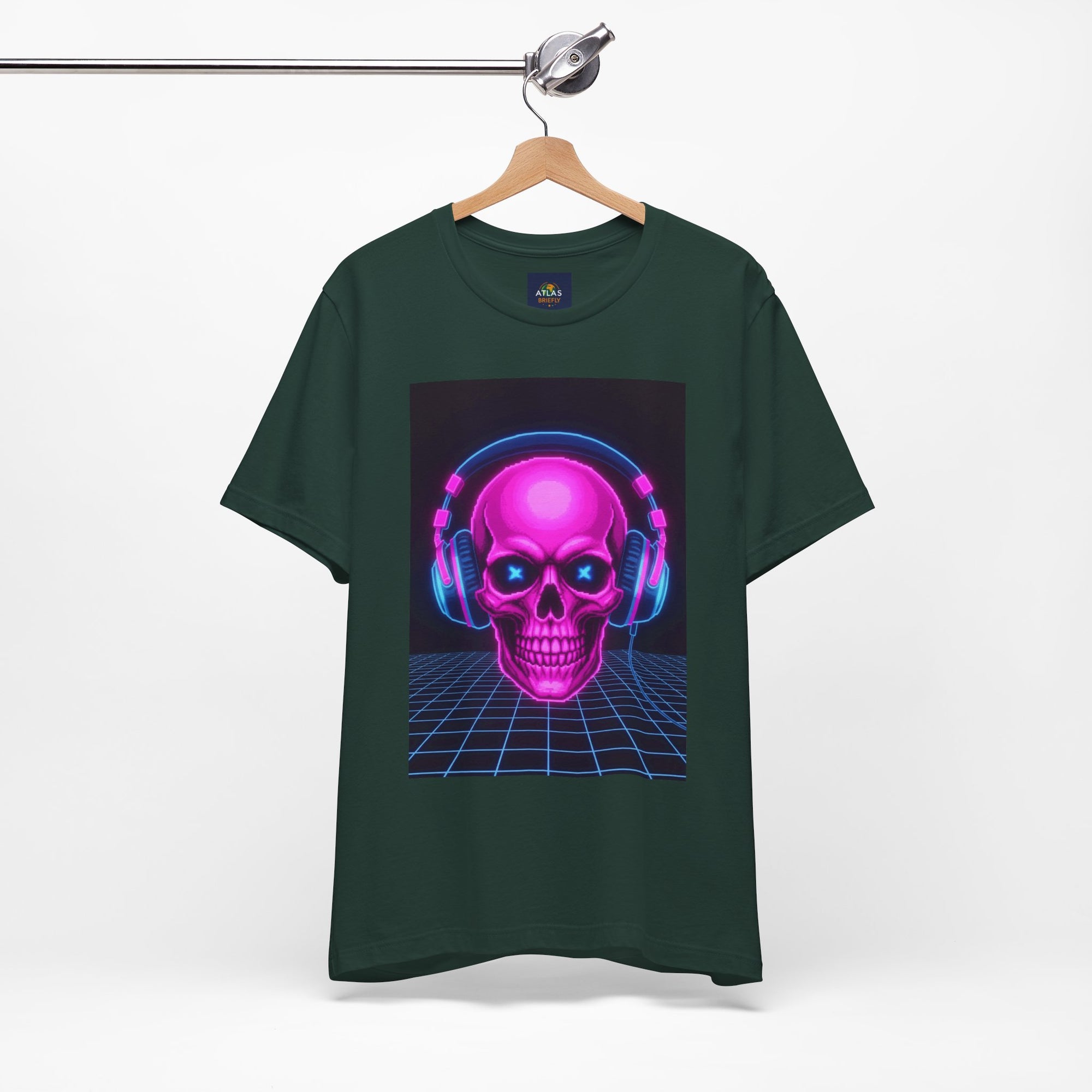 Neon Skull Synthwave Tee - Atlas Briefly