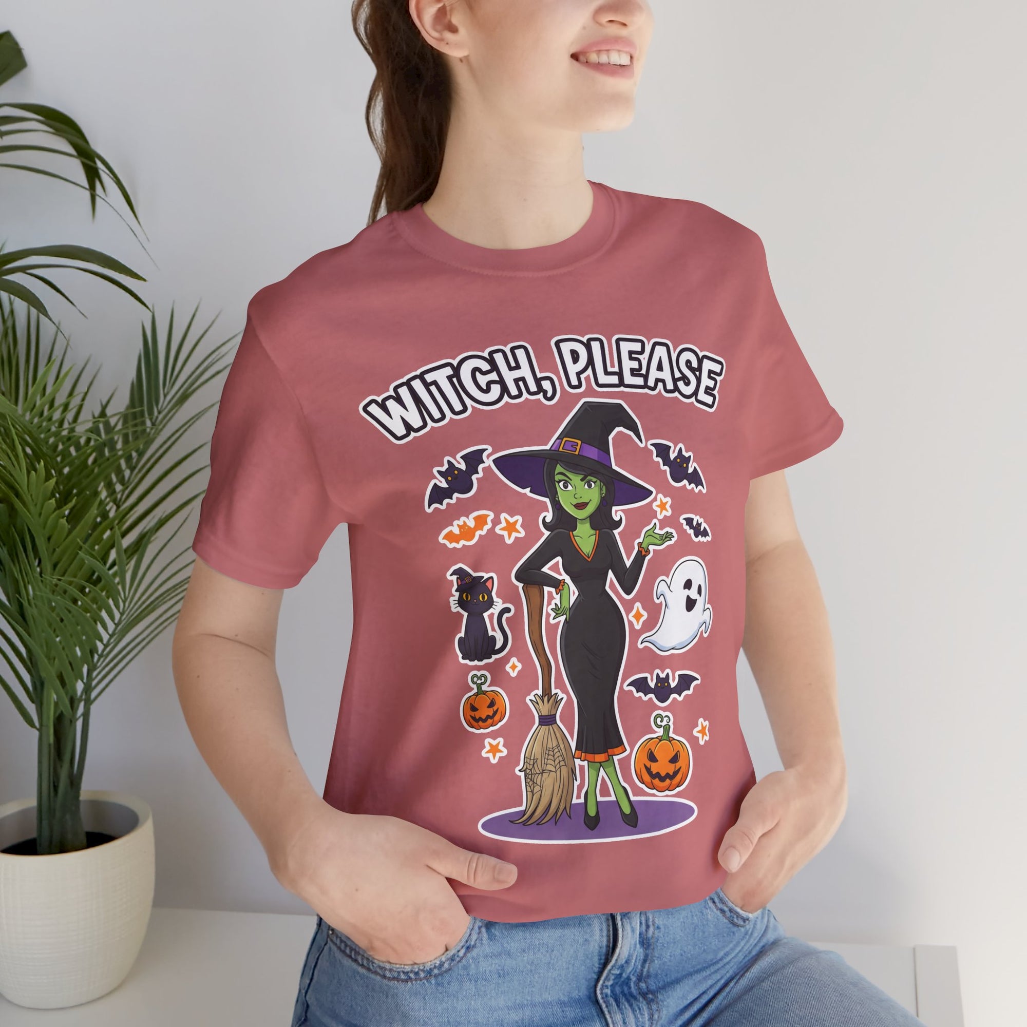Witch Please Halloween T-Shirt - Sassy Witch Tee with Pumpkin Design | Funny Halloween Shirt - Atlas Briefly