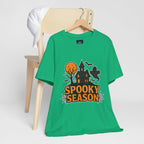 Spooky Season Halloween T-Shirt - Haunted House Ghost Bat Graphic Tee | Halloween Landscape Shirt - Atlas Briefly