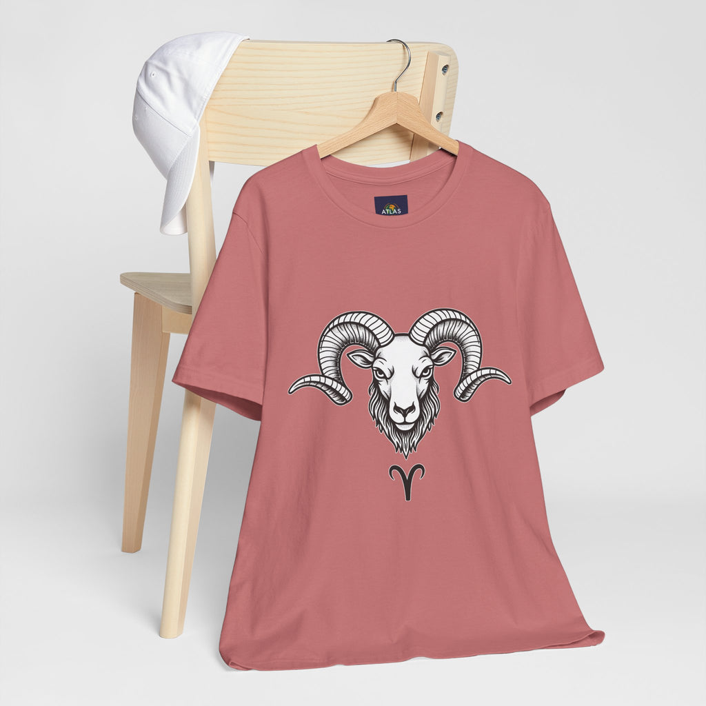 Aries Horoscope Tee - Unisex Black and White Minimal Design