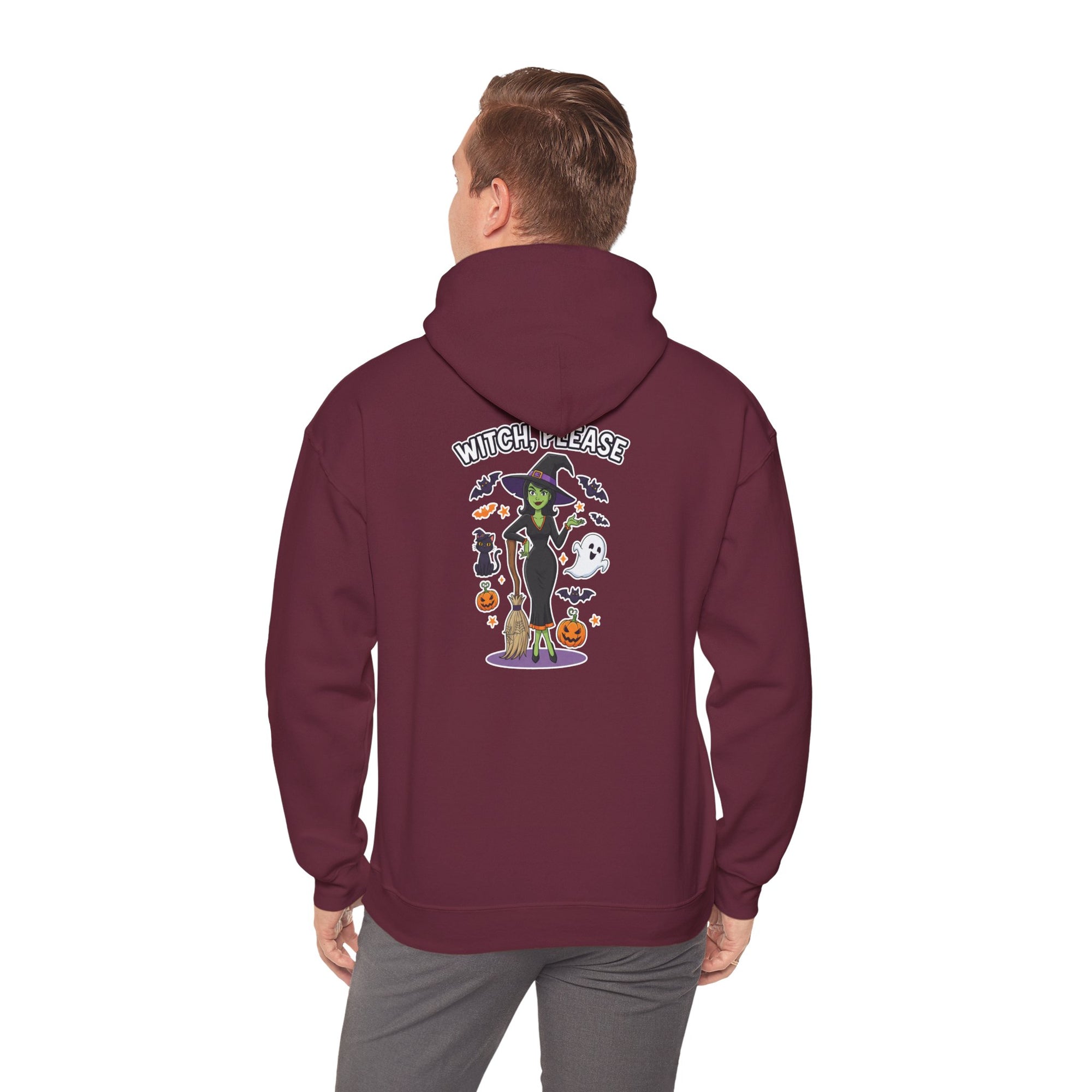 Witch Please Halloween Hoodie - Sassy Witch Sweatshirt with Pumpkin & Ghost Design | Halloween Apparel - Atlas Briefly